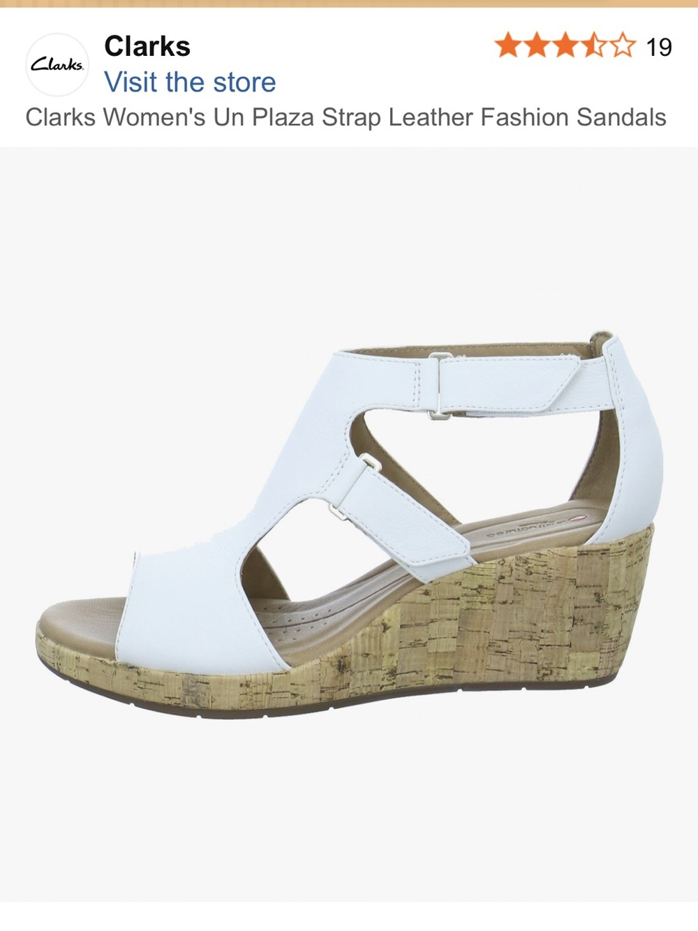 Structured by Clark’s Womens Un Plaza Strap Cork Wedge Leather Sandals Sz 7.5M